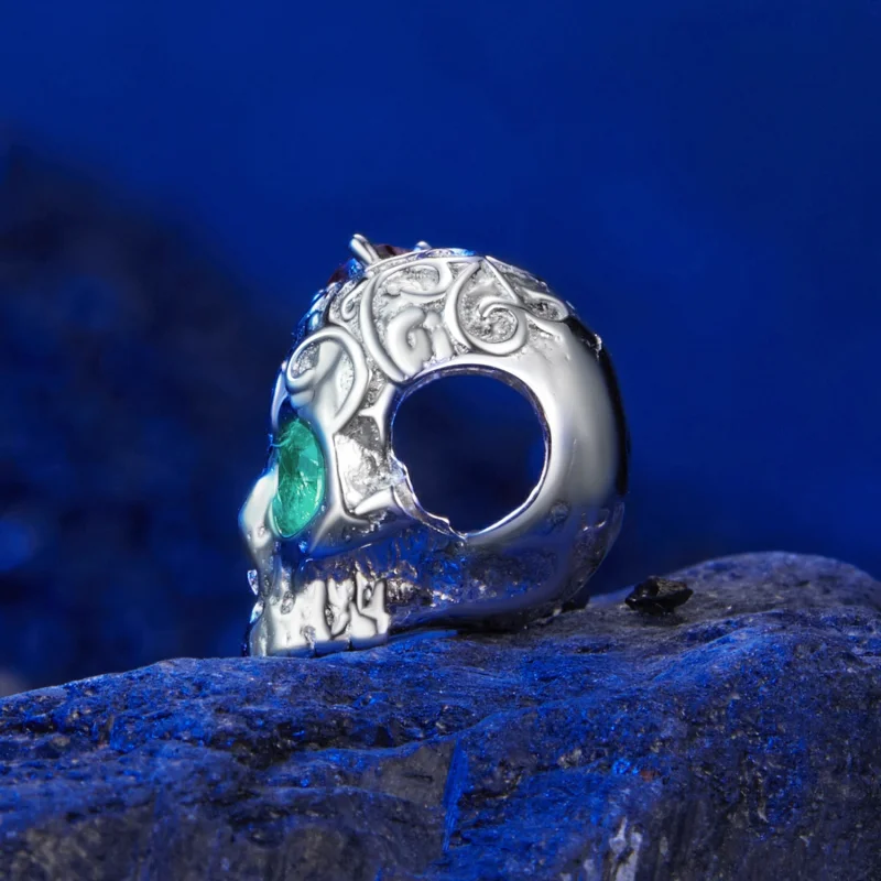 (image for) PANDORA Style Skull with floral pattern Charm - SCC2893 - View 3