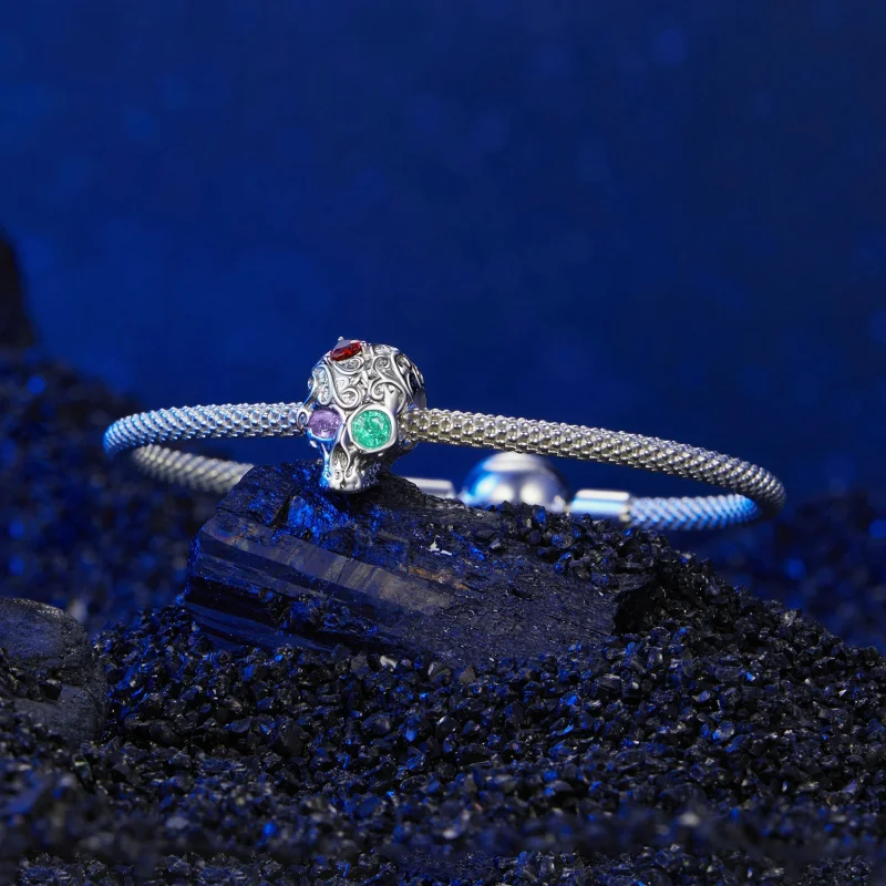 (image for) PANDORA Style Skull with floral pattern Charm - SCC2893 - View 5