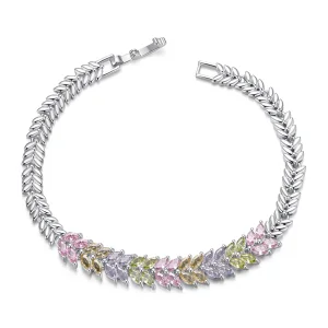 (image for) Pandora Style Sparkling Leaf Chain Bracelet - YIB067-ACF