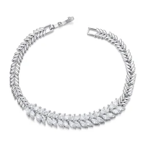 (image for) Pandora Style Sparkling Leaf Chain Bracelet - YIB067-A