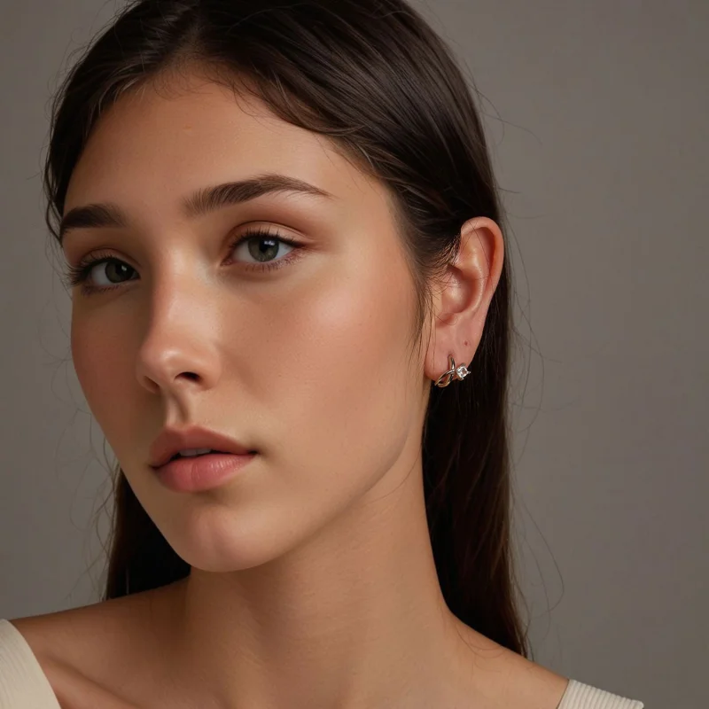 (image for) PANDORA Style Square zirconium double layer ear clips - BSE1052 - View 7