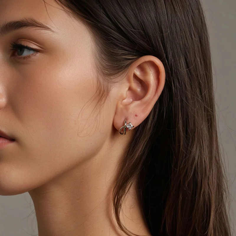 (image for) PANDORA Style Square zirconium double layer ear clips - BSE1052 - View 8