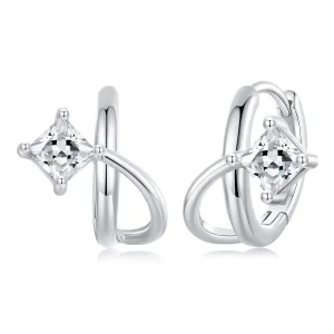 (image for) PANDORA Style Square zirconium double layer ear clips - BSE1052
