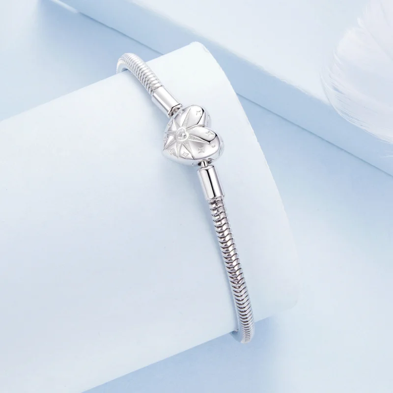 (image for) Pandora Style Star Heart Basic Bangle - BSB196 - View 2