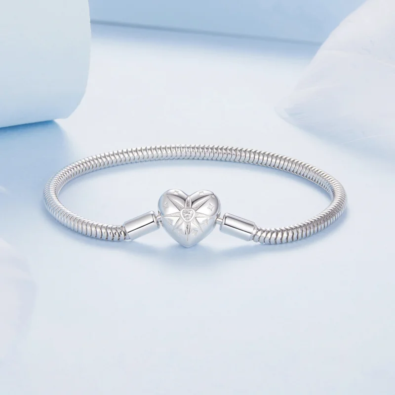 (image for) Pandora Style Star Heart Basic Bangle - BSB196 - View 4