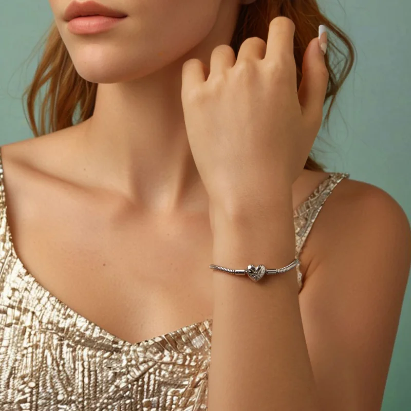(image for) Pandora Style Star Heart Basic Bangle - BSB196 - View 9