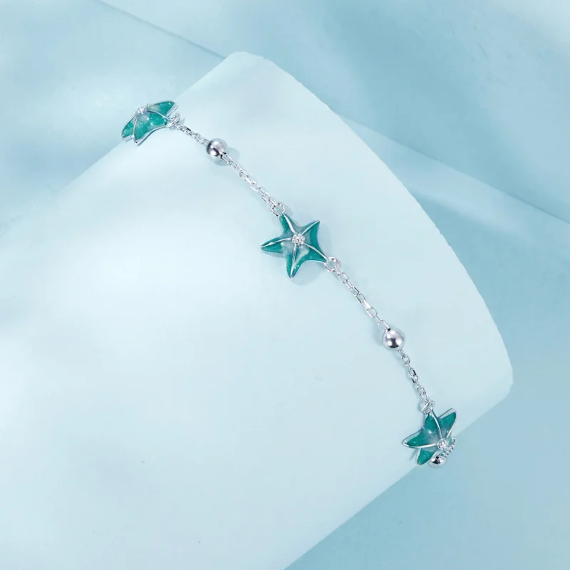 (image for) PANDORA Style Starfish Teal Anklet - SCT026 - View 2