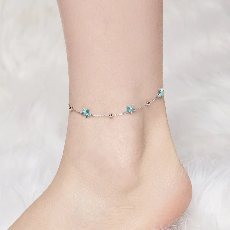 (image for) PANDORA Style Starfish Teal Anklet - SCT026 - View 4