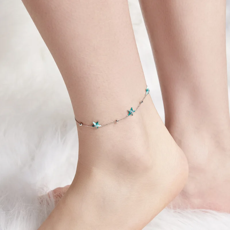 (image for) PANDORA Style Starfish Teal Anklet - SCT026 - View 5