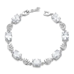 Pandora Style Stars and Moon Chain Bracelet - YIB068-A (image for) Pandora Style Stars and Moon Chain Bracelet - YIB068-A