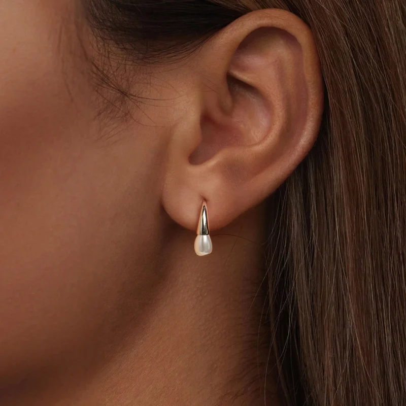 (image for) PANDORA Style Teardrop Pearl Earrings - BSE1054 - View 6