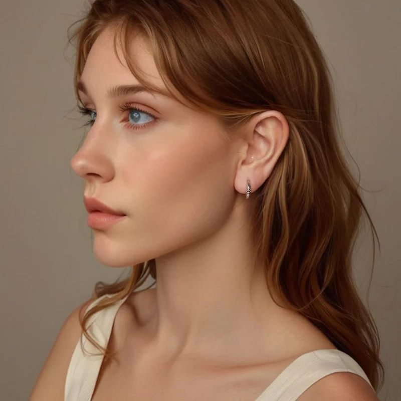 (image for) PANDORA Style Temperament texture earrings - BSE1058 - View 7