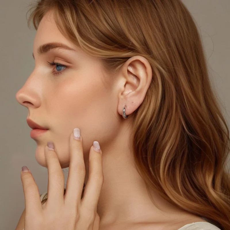 (image for) PANDORA Style Temperament texture earrings - BSE1058 - View 8