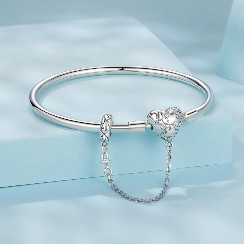 (image for) PANDORA Style Vintage Heart Bangle Bracelet - SCB287 - View 3