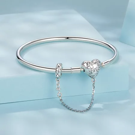 PANDORA Style Vintage Heart Bangle Bracelet - SCB287
