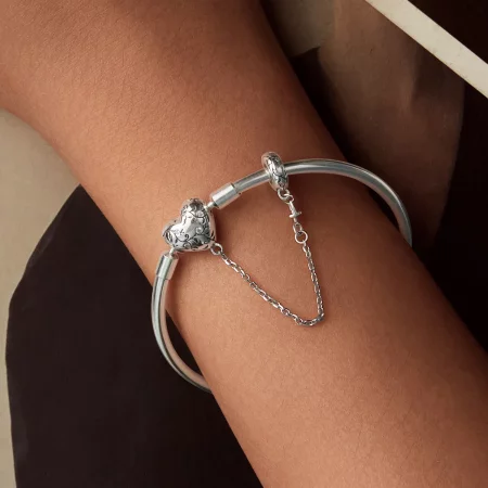 PANDORA Style Vintage Heart Bangle Bracelet - SCB287