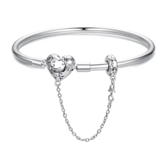 PANDORA Style Vintage Heart Bangle Bracelet - SCB287