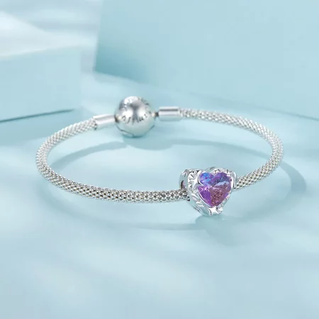 PANDORA风格紫粉色渐变心形串饰 - SCC2824