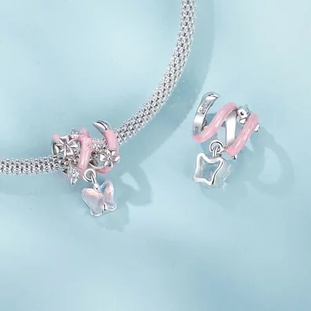 PANDORA风格蝴蝶爱之花串珠 - SCC2828