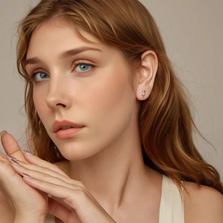 PANDORA风格心形猫耳环 - SCE1773