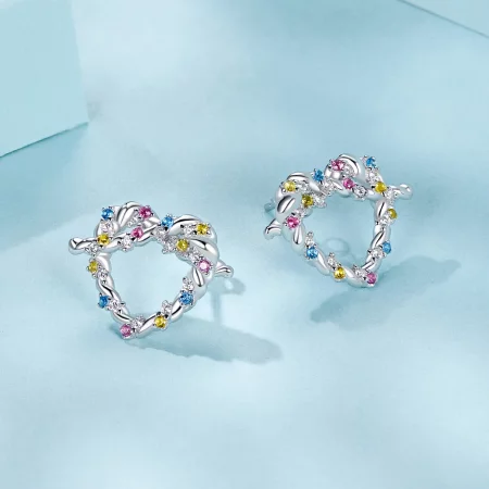 PANDORA风格心形扭结耳环 - SCE1776