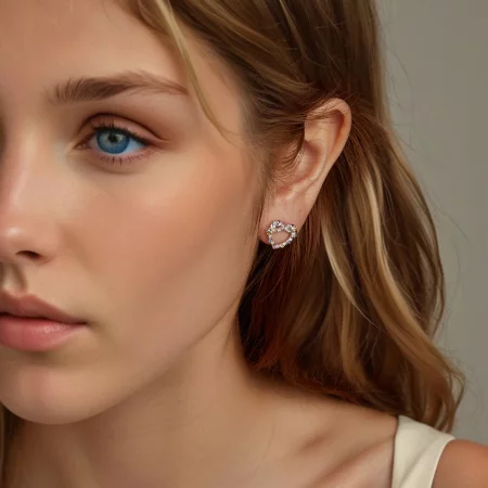 PANDORA风格心形扭结耳环 - SCE1776