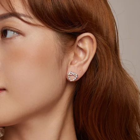 PANDORA风格心形扭结耳环 - SCE1776