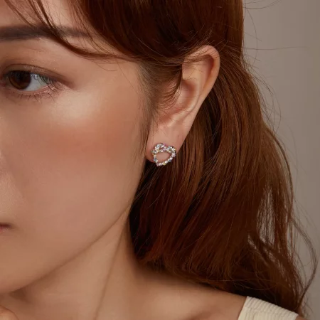 PANDORA风格心形扭结耳环 - SCE1776