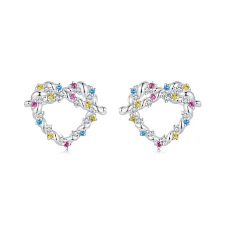 PANDORA风格心形扭结耳环 - SCE1776