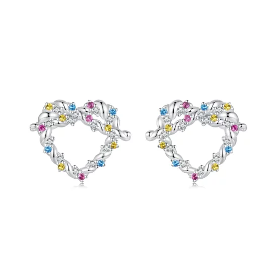 PANDORA风格心形扭结耳环 - SCE1776