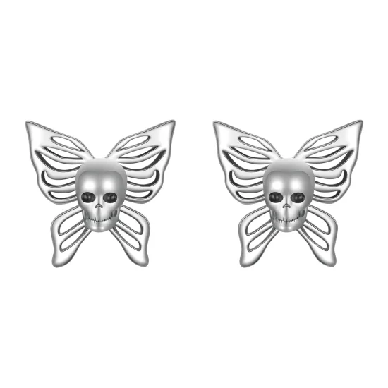 PANDORA Style Skull Butterfly Earrings - SCE1798