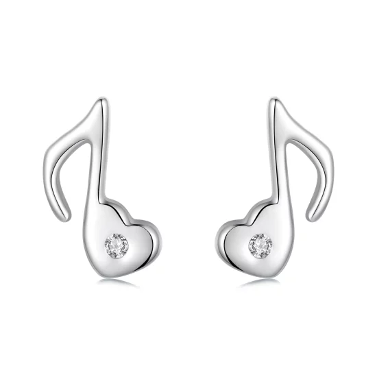 PANDORA风格心形音乐符号耳环 - SCE1805