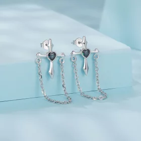 PANDORA 风格链条十字耳环 - SCE1808