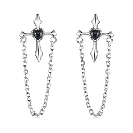 PANDORA 风格链条十字耳环 - SCE1808