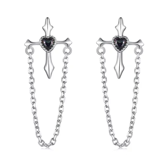 PANDORA 风格链条十字耳环 - SCE1808
