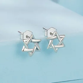 PANDORA Style Six-pointed Star Earrings - SCE1809 PANDORA Style Six-pointed Star Earrings - SCE1809