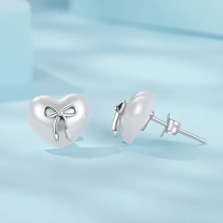 PANDORA Style Bow Heart Earrings - SCE1810