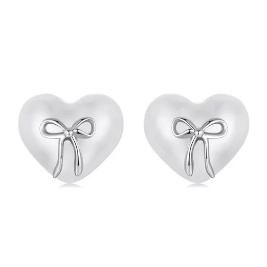PANDORA Style Bow Heart Earrings - SCE1810