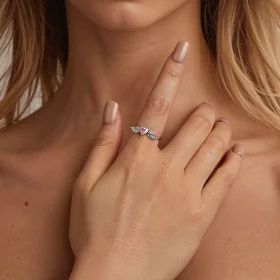 PANDORA风格心形翅膀戒指 - SCR874 PANDORA风格心形翅膀戒指 - SCR874