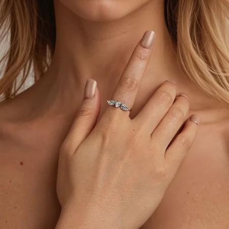 PANDORA风格心形翅膀戒指 - SCR874