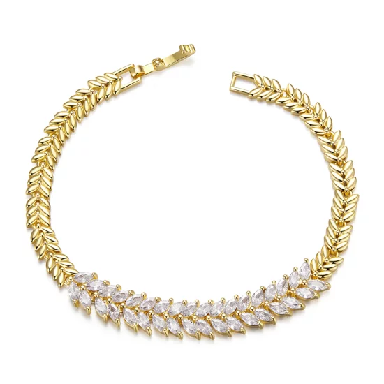 PANDORA 风格闪亮叶子手链 - YIB067-B