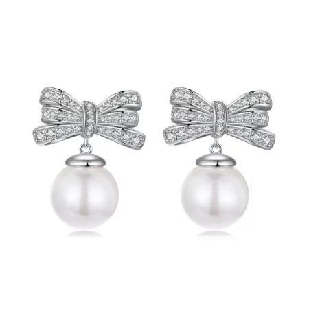 PANDORA Style Bow Pearl Earrings - YIE247