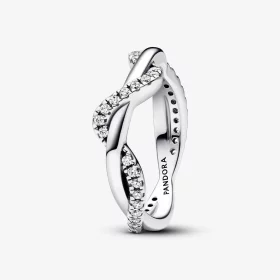 Pandora Sparkling Intertwined Wave Ring - 193098C01