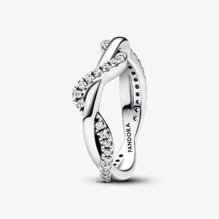 Pandora Sparkling Intertwined Wave Ring - 193098C01