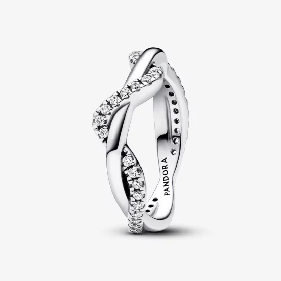 Pandora Sparkling Intertwined Wave Ring - 193098C01