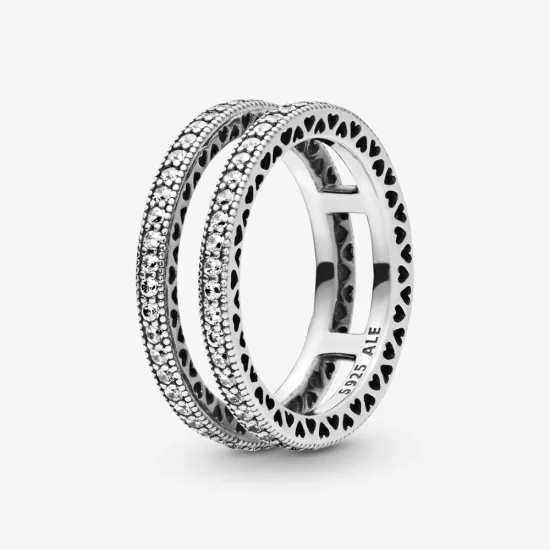 Pandora Double Sparkle and Hearts Ring - 196236CZ