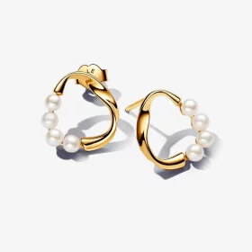 Pandora Organically Shaped Circle & Treated Freshwater Cultured Pearls Stud Earrings - 263276C01 Pandora Organically Shaped Circle & Treated Freshwater Cultured Pearls Stud Earrings - 263276C01