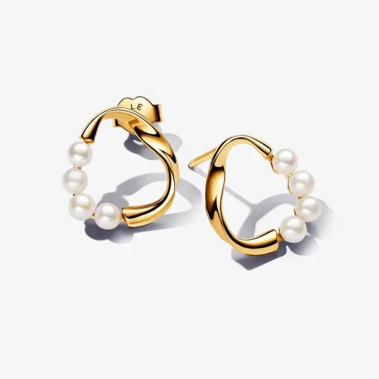 Pandora Organically Shaped Circle & Treated Freshwater Cultured Pearls Stud Earrings - 263276C01
