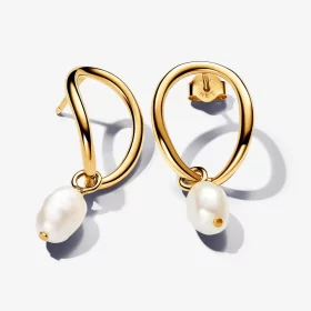 Pandora Organically Shaped Circle & Baroque Treated Freshwater Cultured Pearl Earrings - 263281C01 Pandora Organically Shaped Circle & Baroque Treated Freshwater Cultured Pearl Earrings - 263281C01