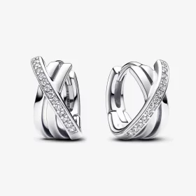 Pandora Crossover Pavé Hoop Earrings - 293150C01
